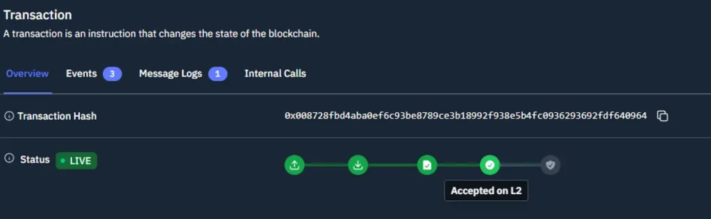 At the time of our analysis, some of the hacker's funds, 1801 ETH, were in confirmation status from L2 to L1 networks: 