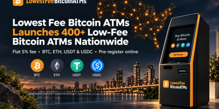 Lowest Fee Bitcoin ATMs Launches More Than 400 Machines Across the United States